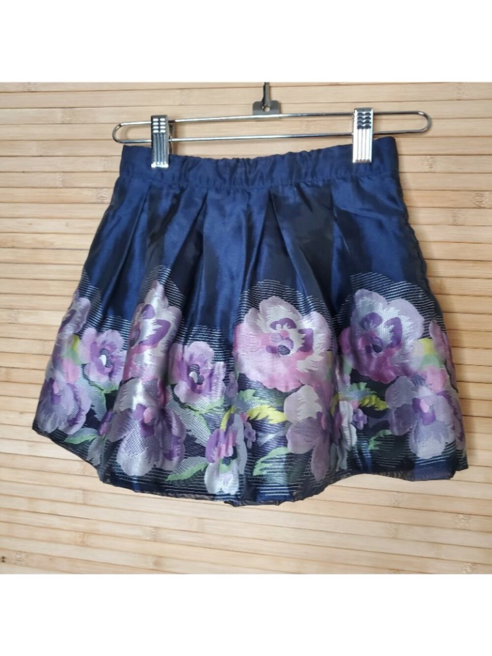 Janie and Jack floral dressy lined adjustable pleated skirt sz 5 side zip - Picture 3 of 5